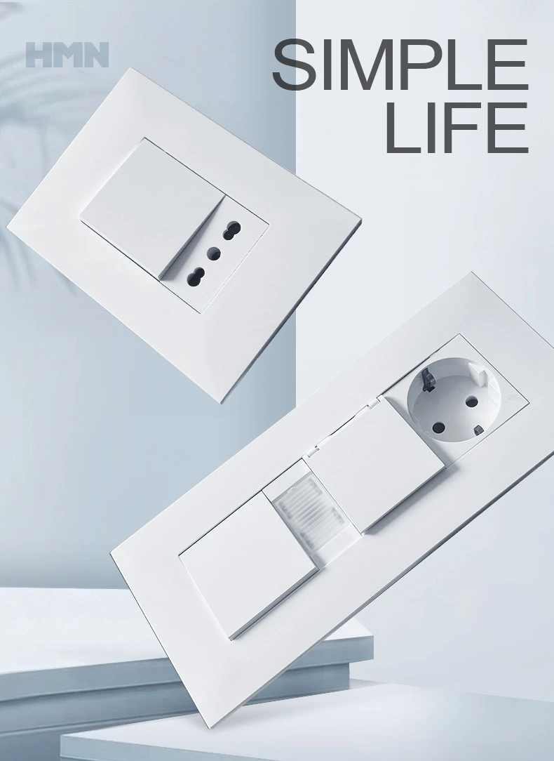 PC,Glass,Aluminum Material Italian standard 7 gang plastic plate with 7 way Modules electrical Wall switches for home